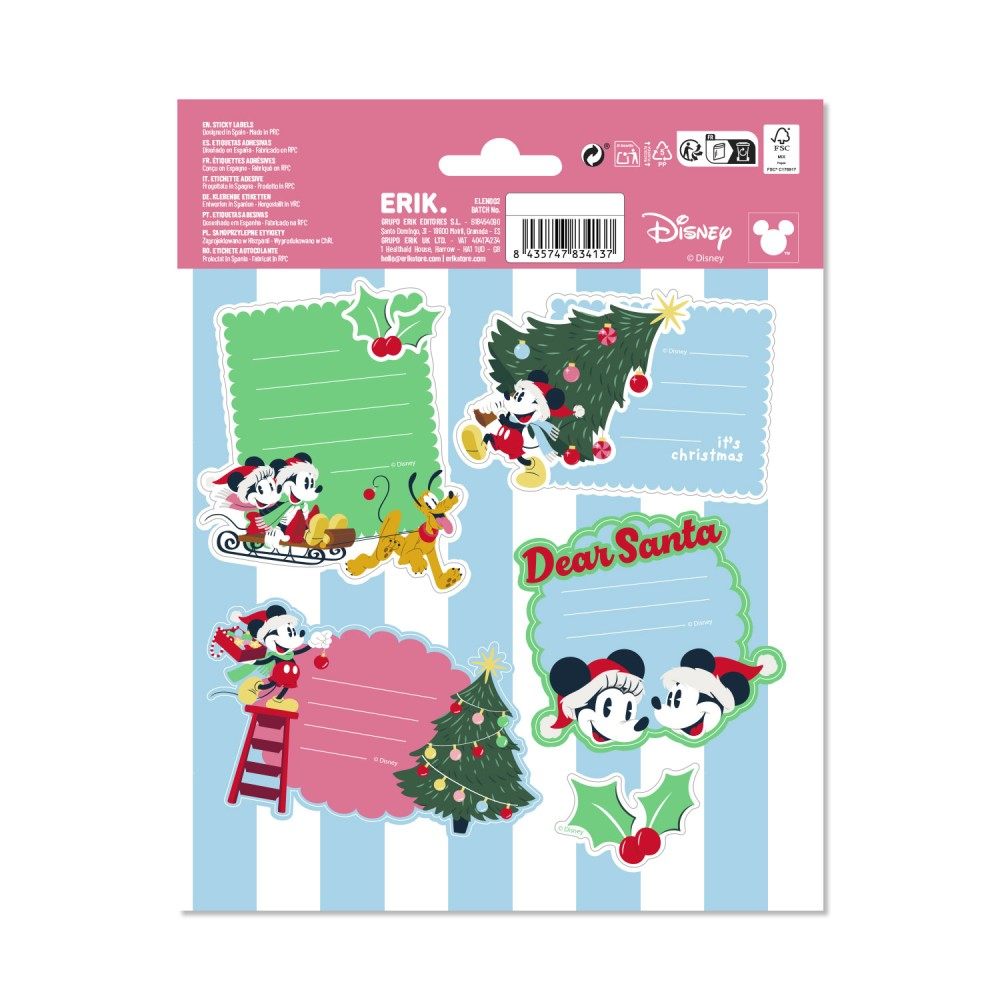 Grupo Erik Disney Mickey Mouse - Premium Christmas SelfAdhesive Adhesive labels - Multicolours